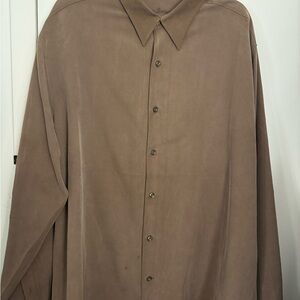 Tommy Bahama brown silk/wool button down XL